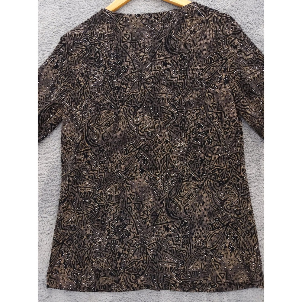 Chico's Printed Blouse Top, Size 1‎ M, Long Sleeve, Button Front, Geometric - Picture 4 of 6